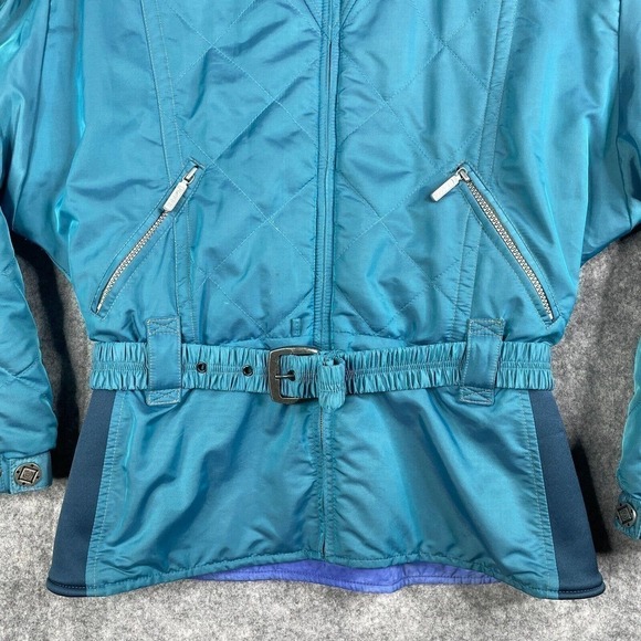 Vintage Roffe Ski Jacket Belted Athena Size 10 Ladies Made in USA Teal - Picture 2 of 11